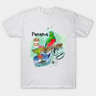 Panama Coffee Birds Beach T-Shirt